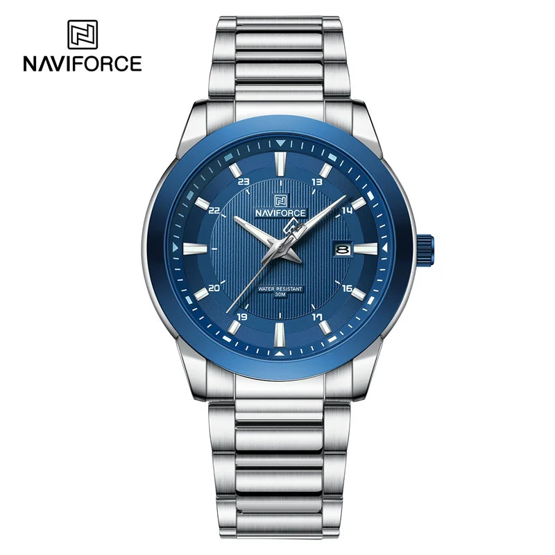 New Style NAVIFORCE Leisure Men's Quartz Simple Design Commuting Luminous Watch Business Stainless Steel Strap 3ATM Waterproof