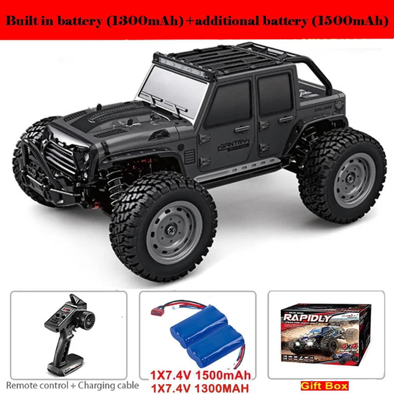 Coches RC de 50 u 80 km/h, escala 1/16, todoterreno, derrape, 4WD con LED, control remoto 2.4G, camión monstruo impermeable, regalo de juguete para adultos y niños