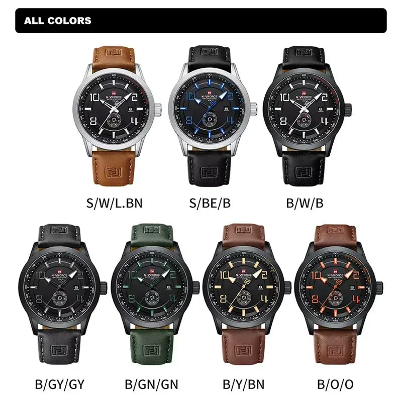 Reloj de pulsera deportivo para hombre marca NAVIFORCE, de lujo, militar, impermeable, de cuarzo, con correa de poliuretano luminosa, 2025