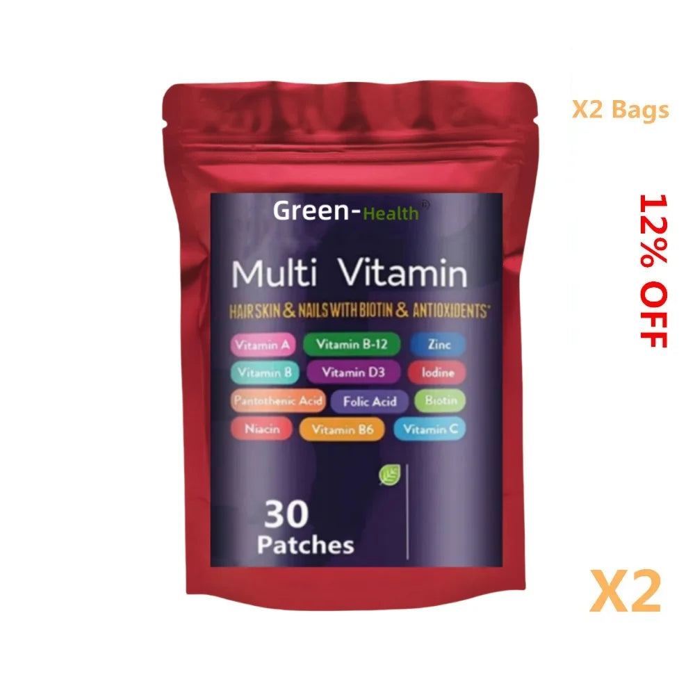 Parches multivitaminos: embalados con vitaminas y minerales, aumenta la energía, apoya el sistema inmunológico, ofrece beneficios antioxidantes.