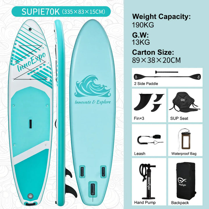 Tabla de Paddle Surf Inflable InnoExpo, Tabla de Surf, Tabla de SUP, Antideslizante, para Deportes Acuáticos
