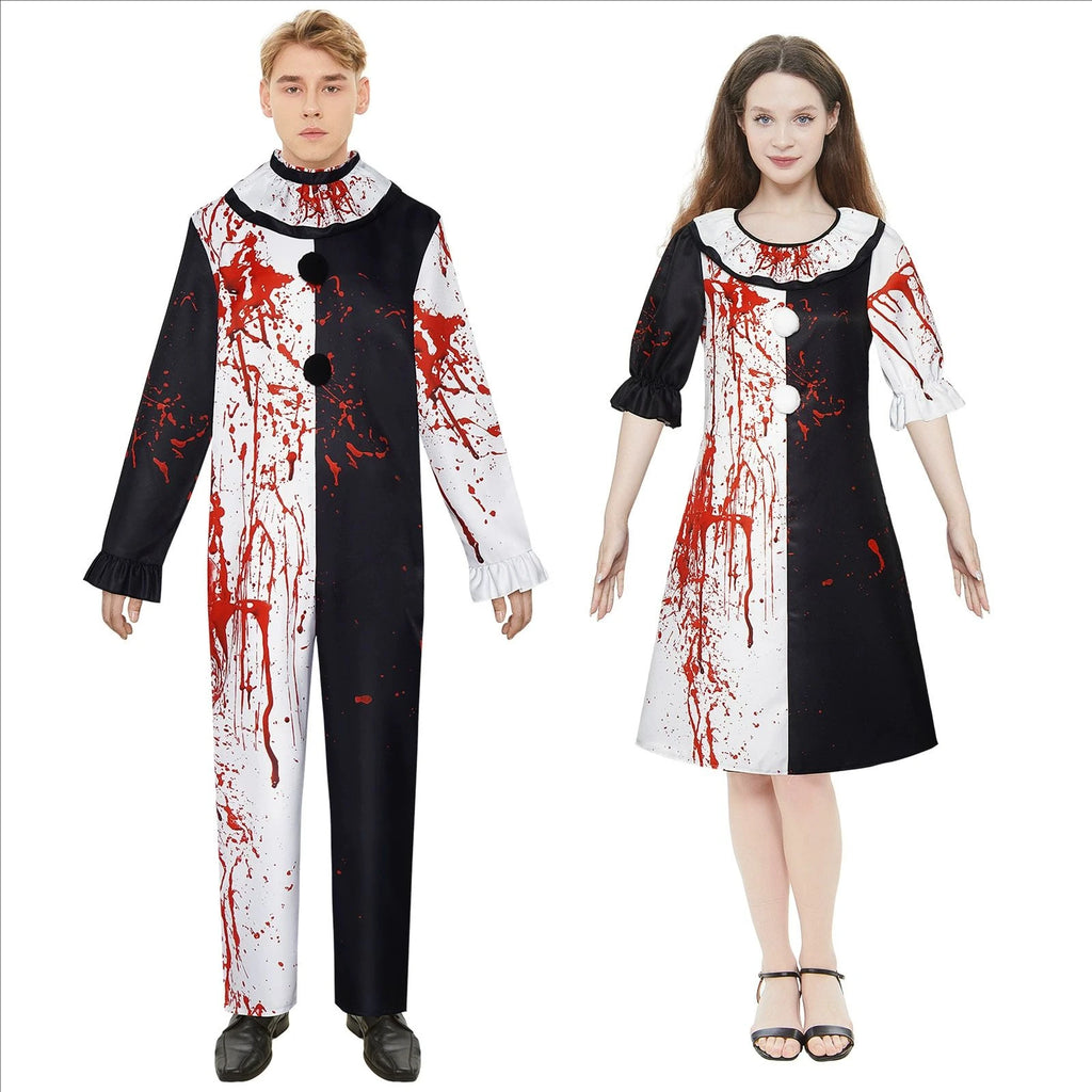 Película arte el payaso Cosplay disfraz máscara sangrienta para hombres mujeres fiesta Terrifier 2 arte el payaso Cosplay mono disfraz de Halloween