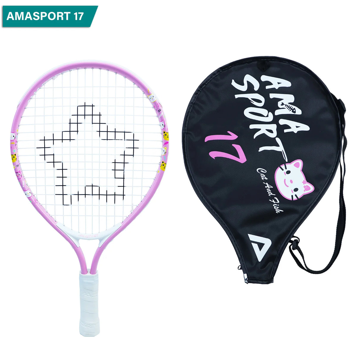 Raquetas de tenis AMASPORT para niños pequeños de 17 pulgadas con bolsa de cubierta para raqueta de tenis para niñas y niños