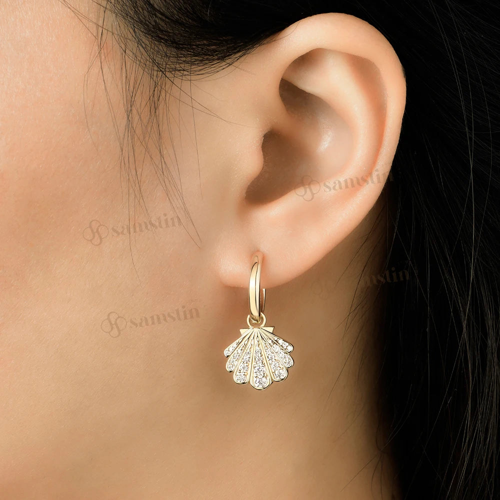 Pendientes de Aro con Diamantes Cultivados en Laboratorio Samstin de 0.66CTW para Mujer y Hombre, Oro Amarillo Sólido de 14K, 10K, 585, para Regalos de Navidad, Personalizados