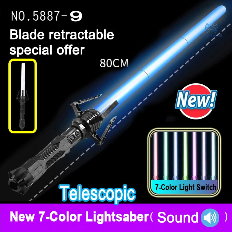 Nuevos juguetes de sable de luz láser RGB con 7 colores intercambiables, efectos de sonido Force FX, sonido de disparo (FOC), juguetes Jedi, regalos