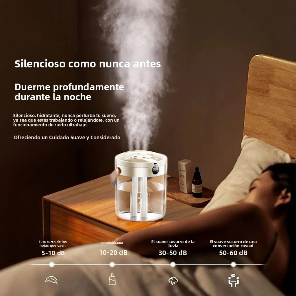 Humidificador de triple pulverización, silencioso, gran volumen de niebla, gran capacidad para dormitorio, sala de estar, oficina, hogar, seguro para mujeres embarazadas y bebés