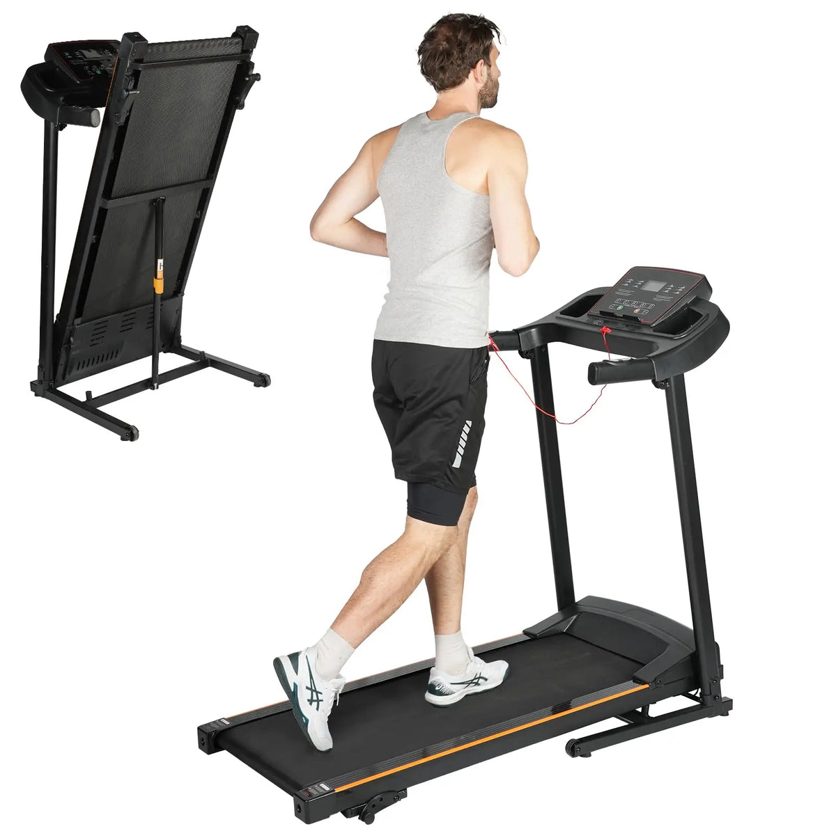Caminadora Plegable con Pantalla LCD de 3.5 Pulgadas, Bluetooth, Motor de 2.5 HP, Inclinación Manual de 3 Niveles, Velocidad de 0.8-12 km/h, Área de Carrera de 40x110 cm