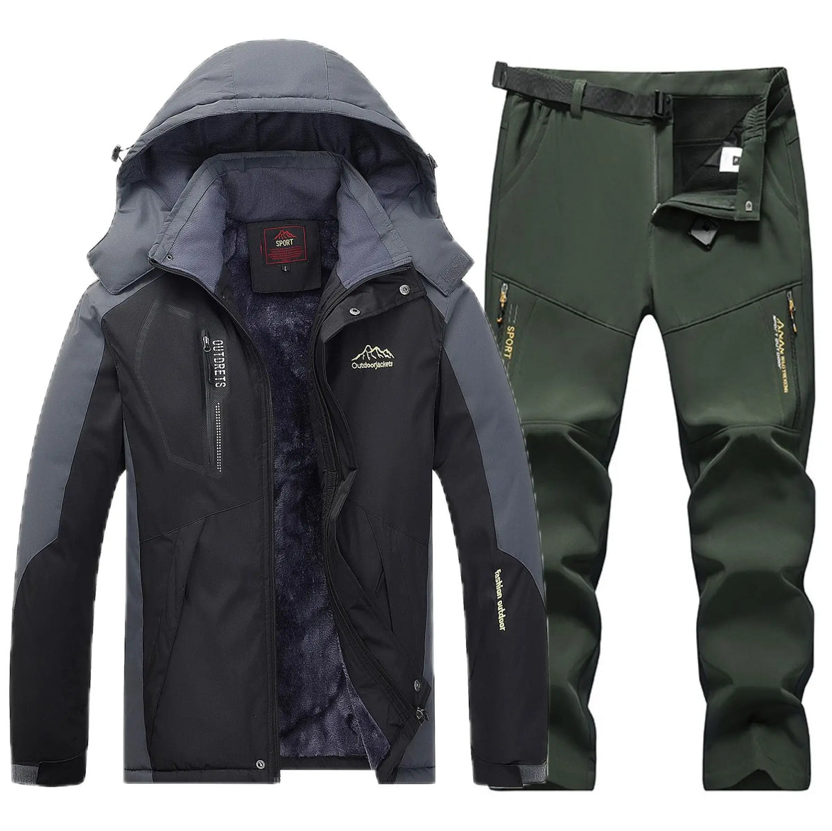 Traje de esquí de lana gruesa y cálida para hombre, impermeable, a prueba de viento, conjunto de chaqueta y pantalones para snowboard, traje de esquí para nieve de invierno al aire libre