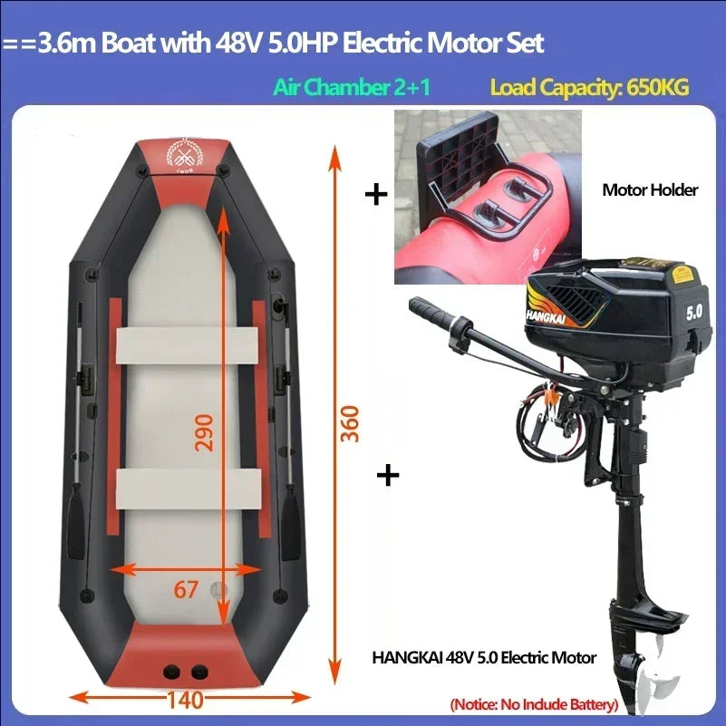 Bote de Pesca Inflable de PVC Multitamaño con Motor, para una Persona, 0.7mm de Grosor, Resistente al Desgaste, Kayak, Canoa