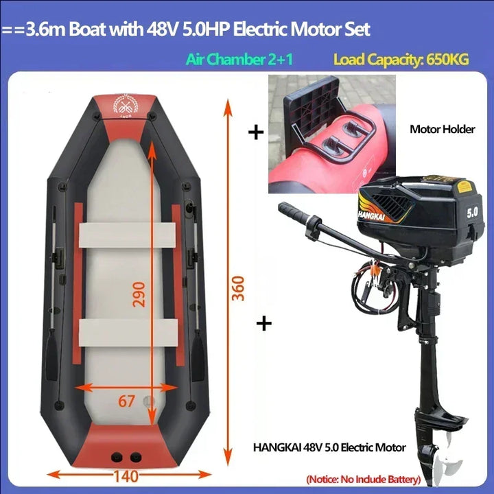 Bote de Pesca Inflable de PVC Multitamaño con Motor, para una Persona, 0.7mm de Grosor, Resistente al Desgaste, Kayak, Canoa
