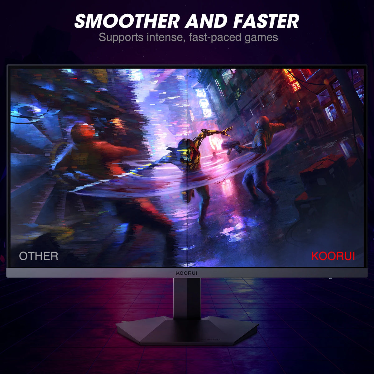 Monitor para juegos KOORUI 24E3 de 24" con panel IPS, FHD 1920×1080, 165Hz, pantalla con protección ocular, monitor para PC para oficina en casa, HDMI 1.4, contraste 3000:1, Adaptive-Sync HDMI 1.4,-5 °   hasta 20 °   Incl