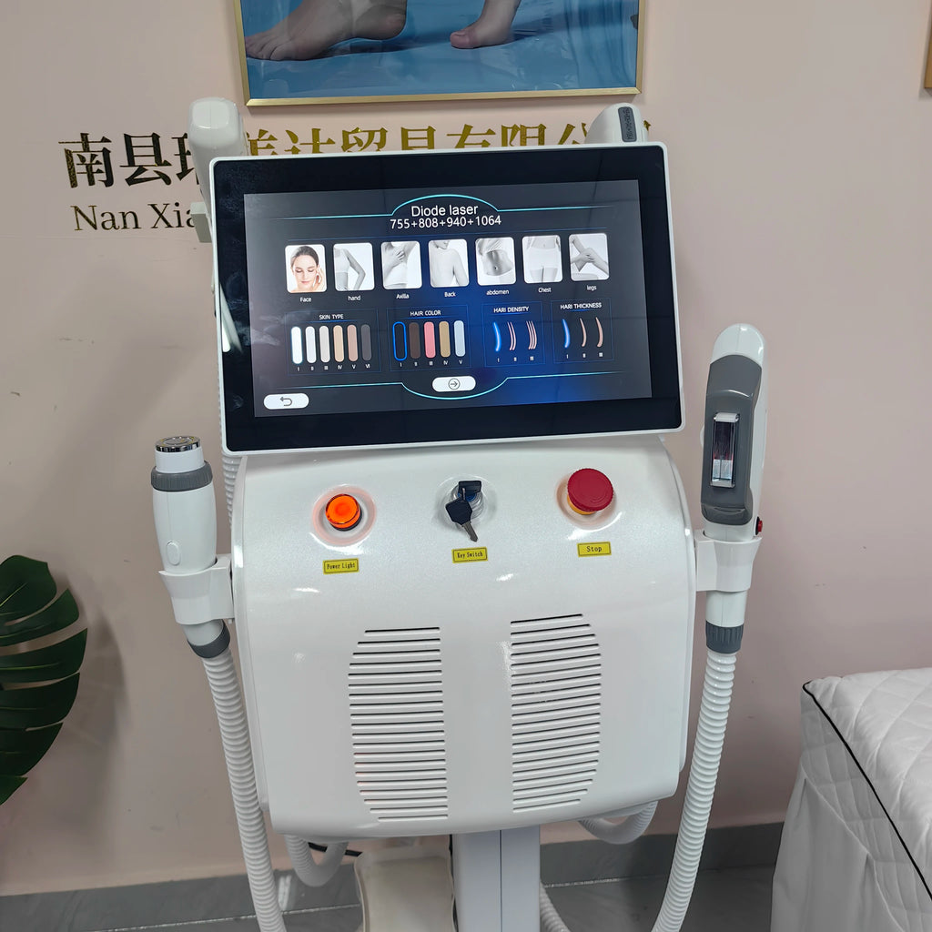 Máquina de salón con láser de diodo Soprano Titanium FAC 4 en 1 de 6000W, 755/808/810/830/940/1064nm, para depilación permanente e IPL, y eliminación de tatuajes.