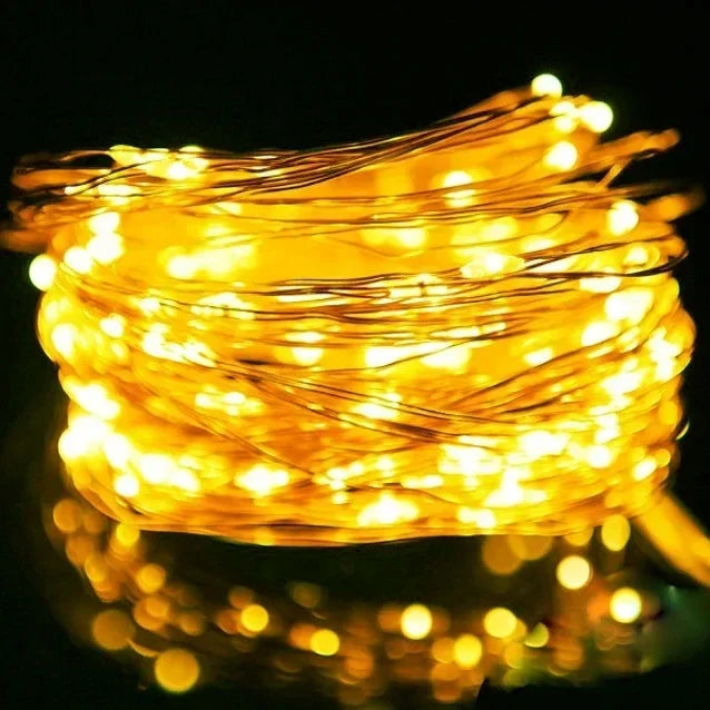 Guirnalda de luces LED de alambre de cobre de 1M 2M 3M 5M 10M 20M 30M, iluminación navideña, guirnalda de hadas para decoración de árboles de Navidad, bodas y fiestas