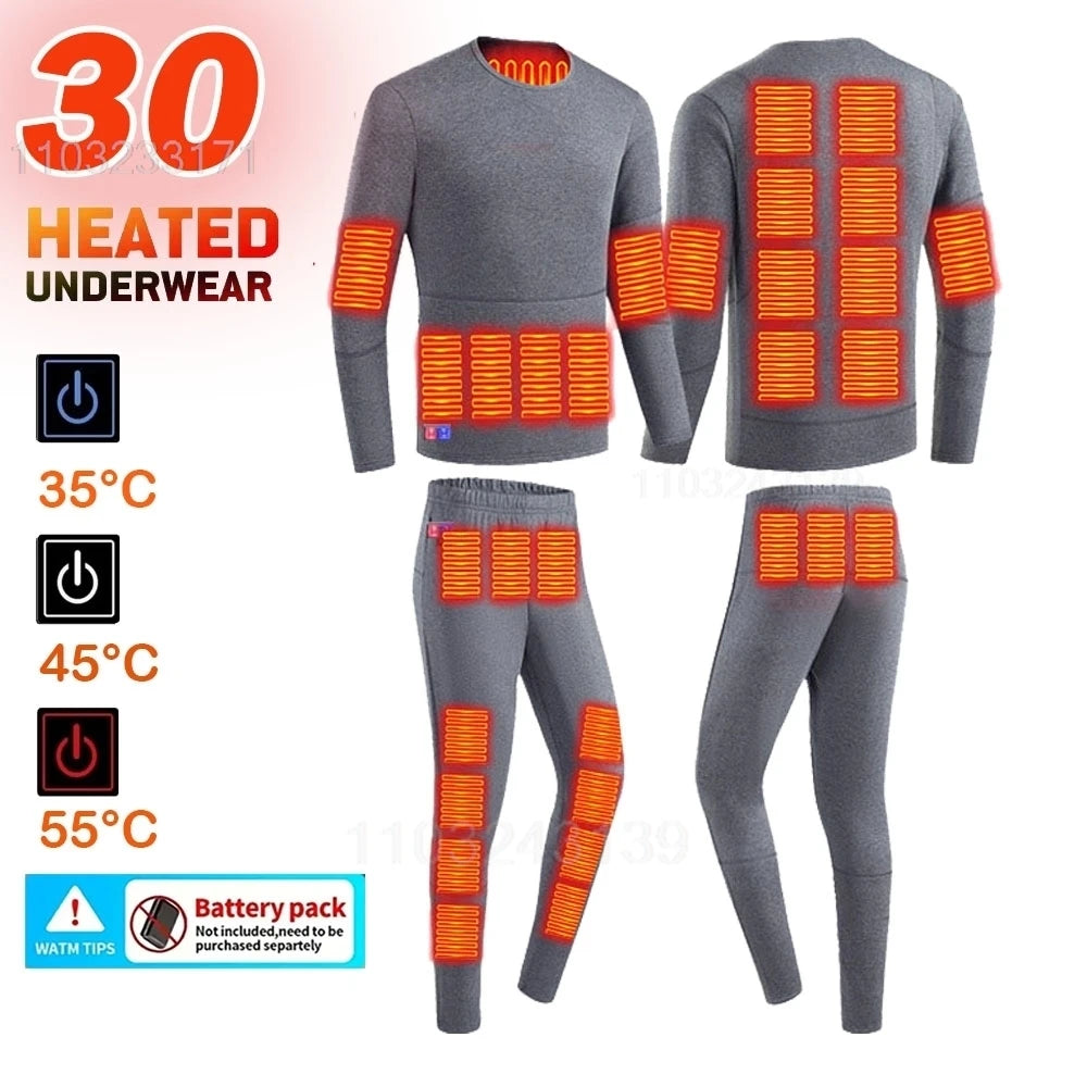 Ropa interior térmica con calefacción eléctrica USB para hombre y mujer, ropa interior autocalentable de esquí, 52 áreas