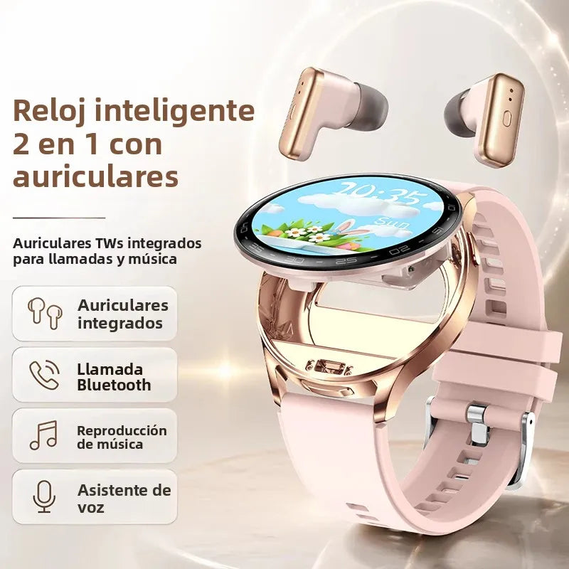 2026New TWS 2-in-1 Bluetooth Earphones Smart Watch Men Heart Rate Health Monitoring Waterproof BT Calling Music Smartwatch Women