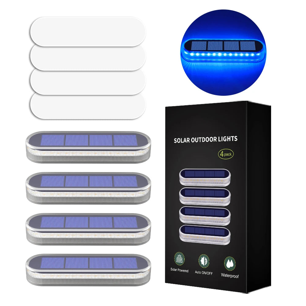 Solar Step Lights Waterproof IP68 Auto On/Off Path Lights Solar Powered Light Bar Solar LED Ground Stairs Floor Lights