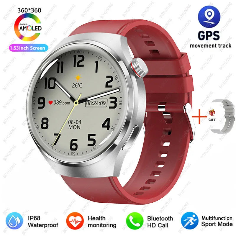 Reloj inteligente 2026 New Watch 4 Pro GPS para hombre, pantalla AMOLED 360*360, frecuencia cardíaca, llamada Bluetooth, resistente al agua IP68, smartwatch deportivo para hombre