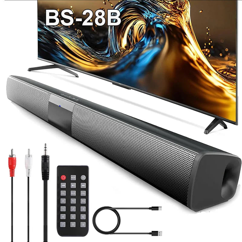Potente barra de sonido para TV, altavoz Bluetooth inalámbrico y con cable, sistema de sonido estéreo para cine en casa con Radio FM, barra de sonido para centro de música