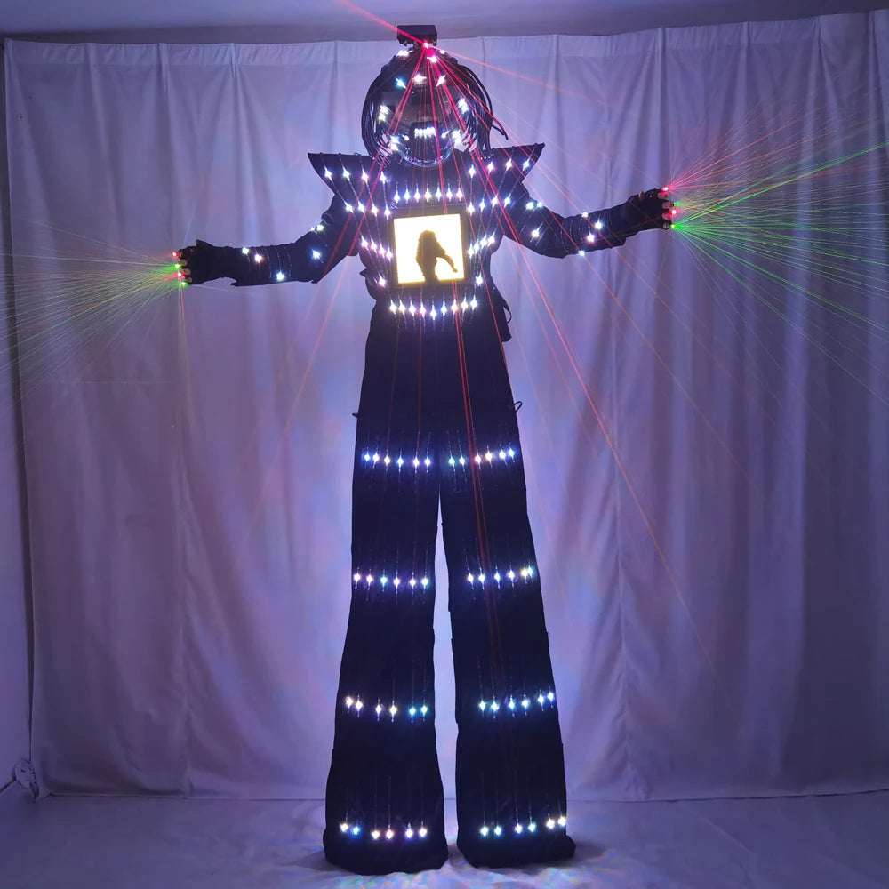 Traje de robot LED futurista mejorado 2026 con luces para espectáculos en festivales y eventos