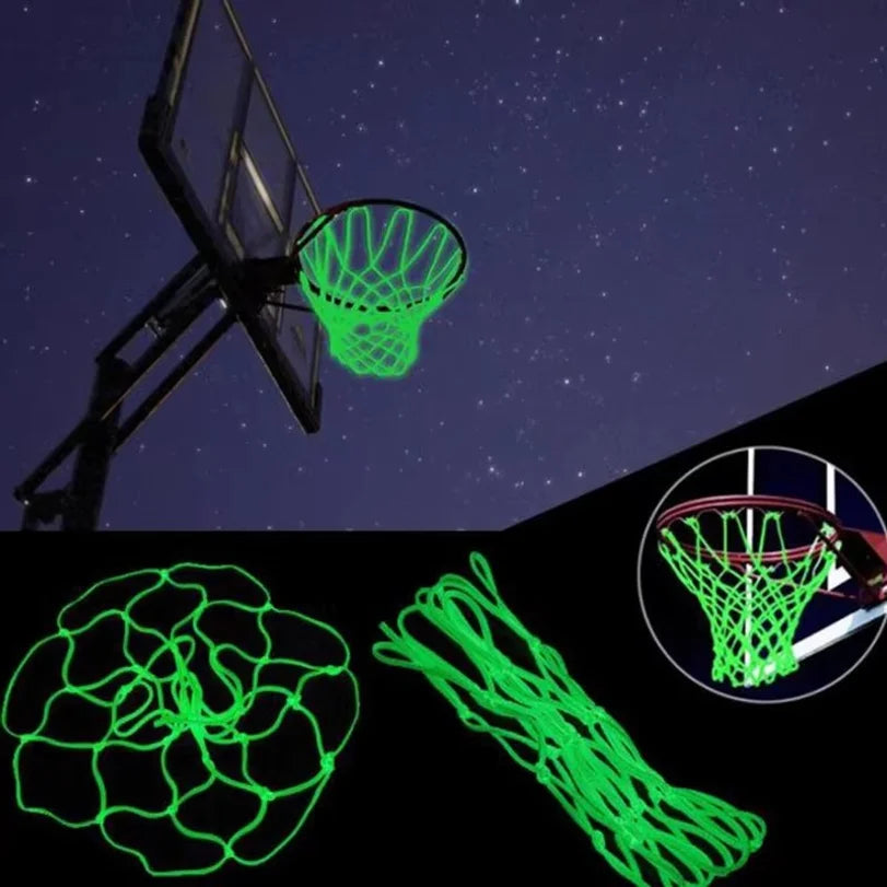 Red de baloncesto fluorescente verde, red de baloncesto luminosa para deportes nocturnos, red de baloncesto estándar fluorescente, color aleatorio.