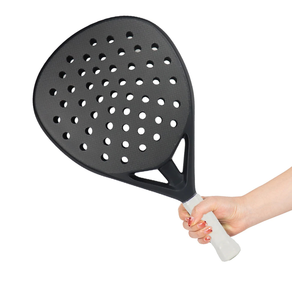 Raqueta de tenis profesional de fibra de carbono 3K/12K para hombres, superficie rugosa con núcleo de espuma viscoelástica suave Eva para entrenamiento