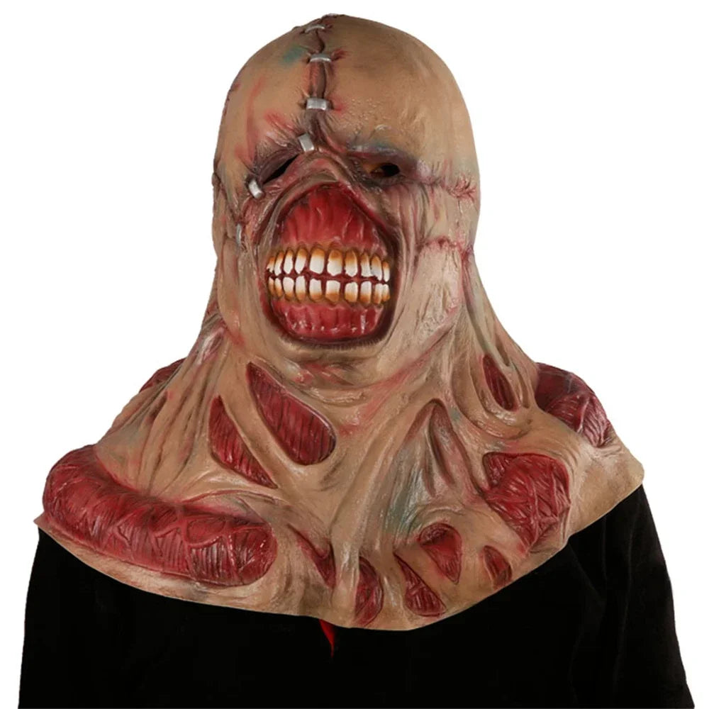 Máscara de zombi para cosplay de Halloween, tirano aterrador, máscara de terror maligno, accesorios para disfraz de Némesis, película Resident