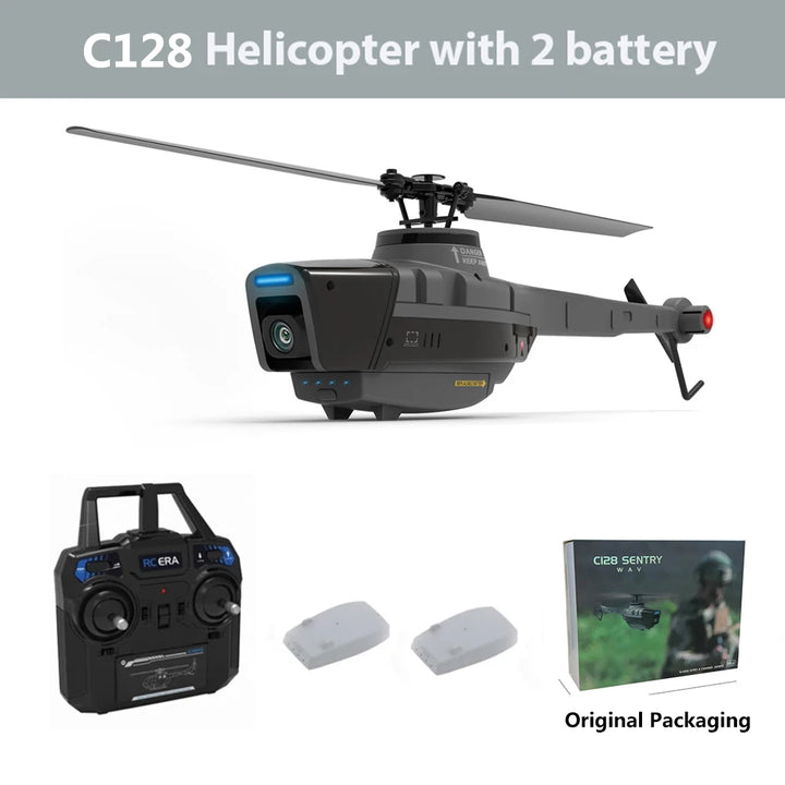 C128 2,4G RC helicóptero 4 hélices 720P cámara 6 ejes giroscopio electrónico presión de aire para altura Vs C127 C186 RC Drone