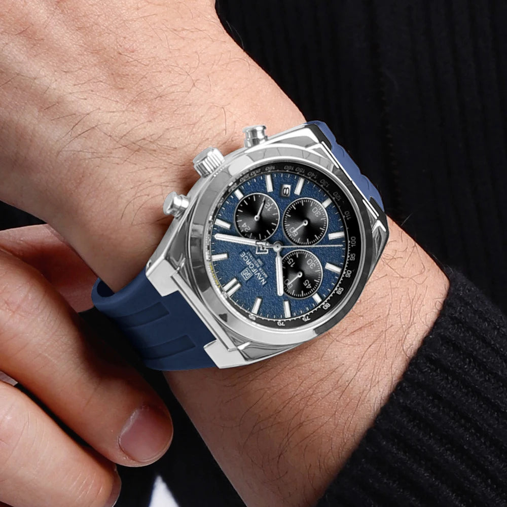 Reloj deportivo para hombre NAVIFORCE, cronógrafo con correa de silicona resistente al agua, reloj de pulsera de cuarzo luminoso de marca de lujo
