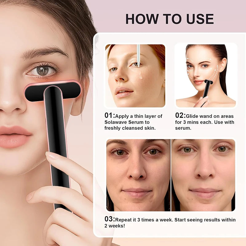 Dispositivo EMS para Lifting Facial, Varita Facial con 7 Colores de Luz, Masajeador Facial y Ocular, Reafirmante de Piel, Antiarrugas, Herramienta de Belleza para el Cuidado de la Piel
