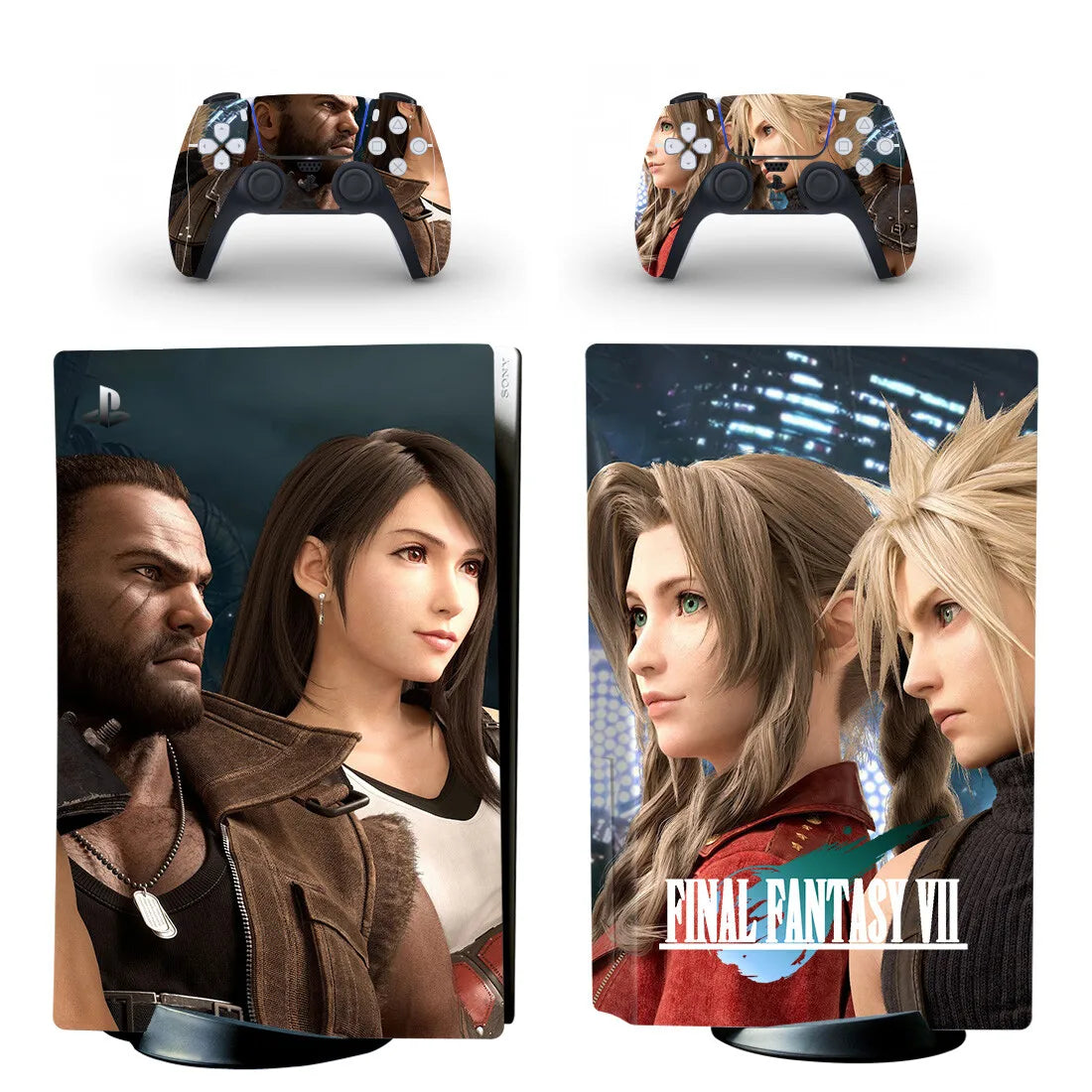Adhesivo protector de vinilo para consola PS5 y 2 mandos, diseño de Final Fantasy (versión disco)