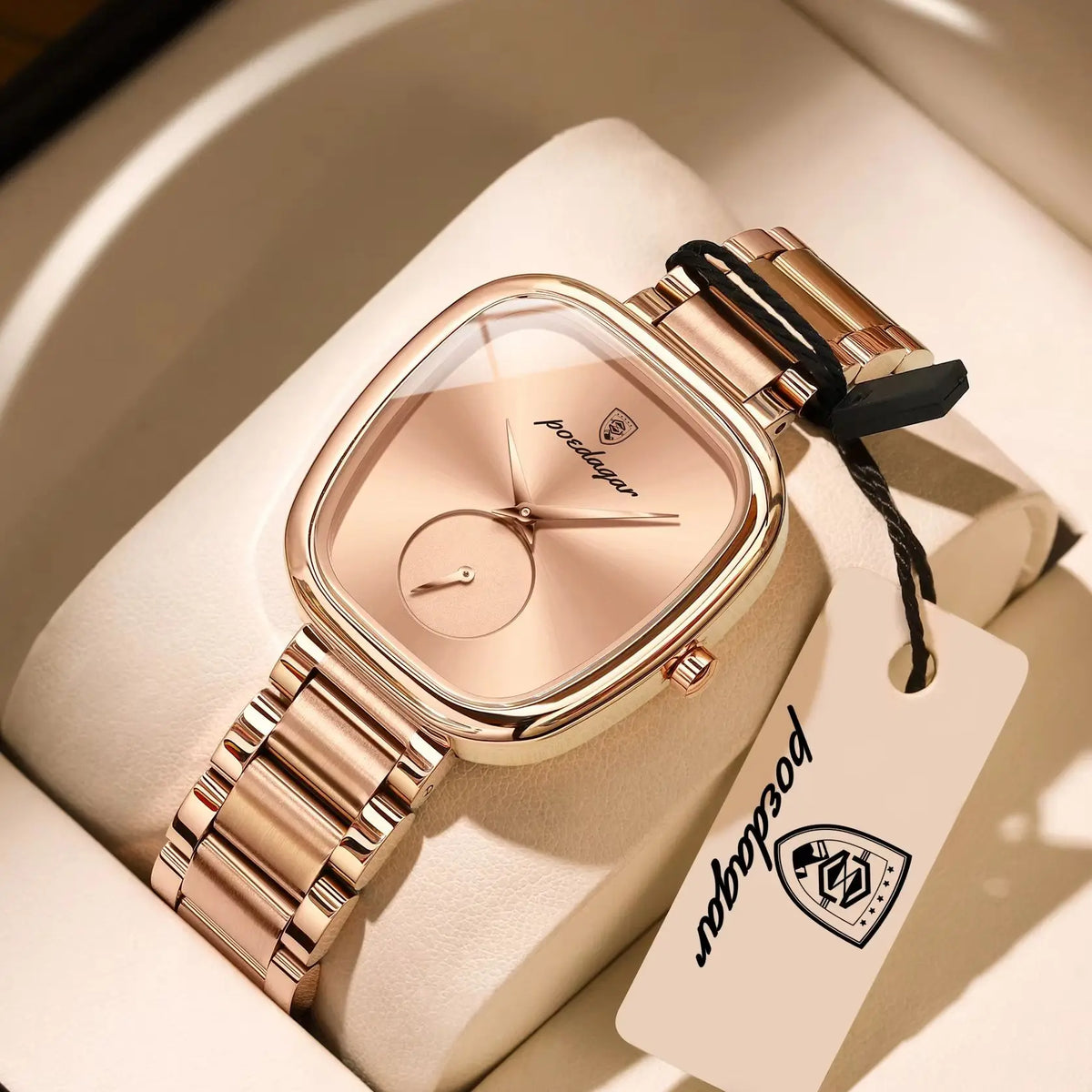 Reloj de pulsera elegante de lujo para mujer POEDAGAR, resistente al agua, de acero inoxidable, reloj de cuarzo sencillo de alta calidad para dama