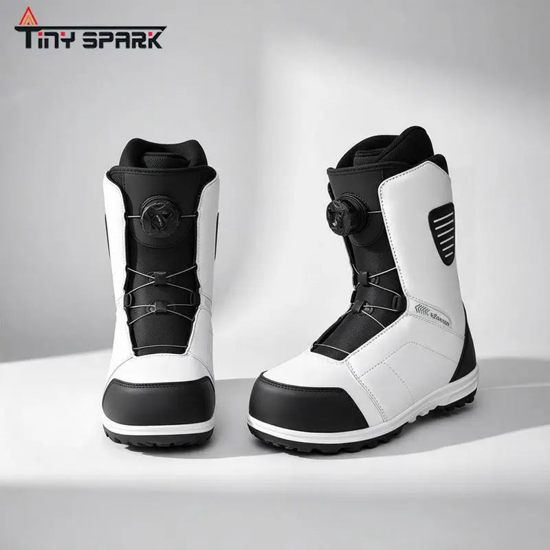 Botas de esquí de acero con suela antideslizante, de uso rápido, para hombre y mujer, cálidas e impermeables, con revestimiento para adultos.