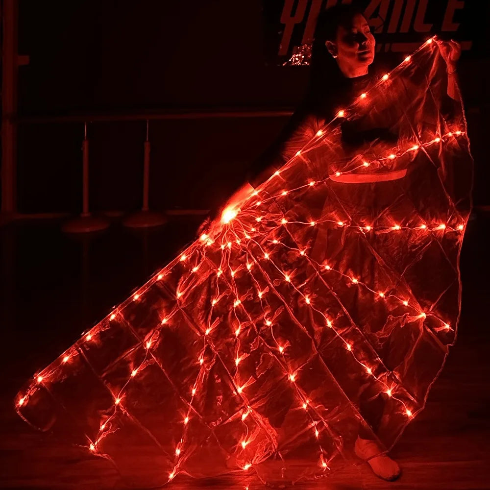 Alas de bandera LED, disfraces luminosos de circo para danza del vientre, luz LED, Ropa de baile para espectáculo de fiesta, accesorios de actuación Rave, 1 Uds.