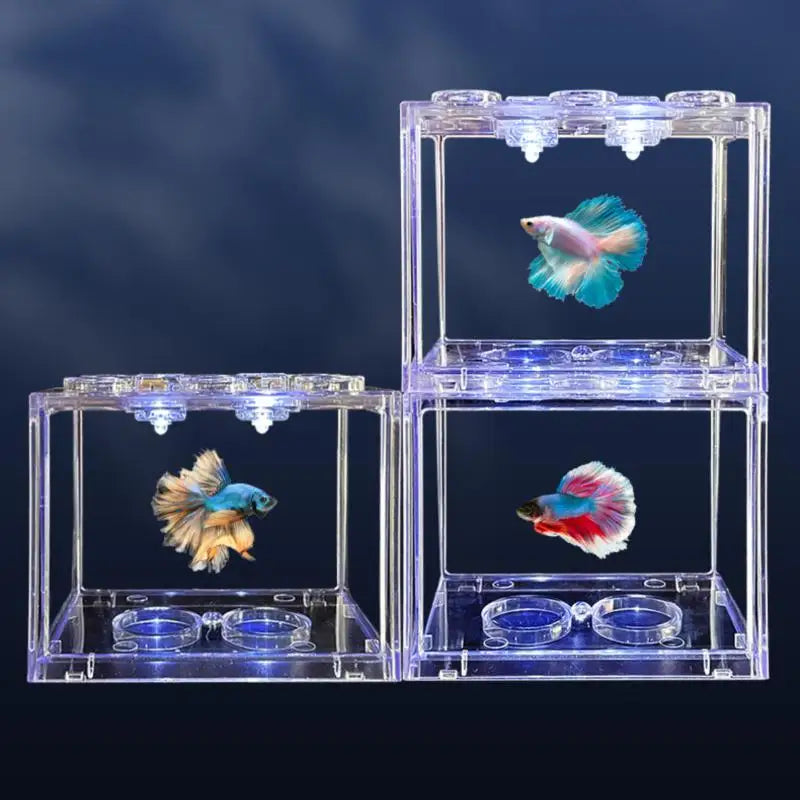 Mini acuario de acrílico caliente, pecera, caja para mascotas reptiles, acuario apilable, cilindro, paisaje, algas marinas para decoración de hogar y oficina