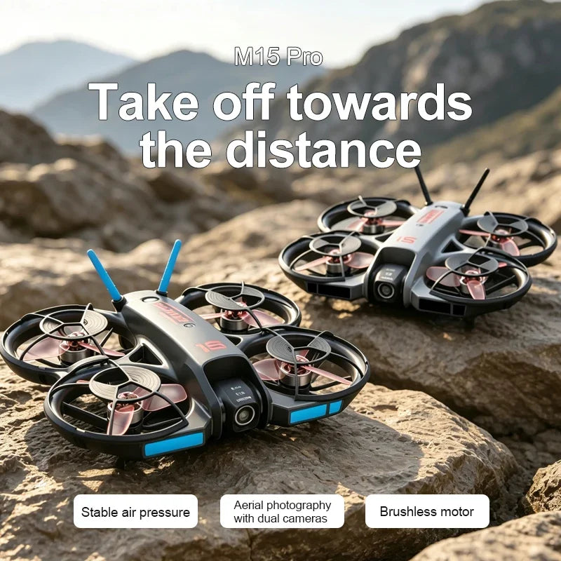 Drones M15 con Cámara HD 4K, Fotografía Profesional, Pantalla, Control Remoto, Ajuste Eléctrico, Quadcopter Plegable, Helicóptero RC, Ideal para Regalo