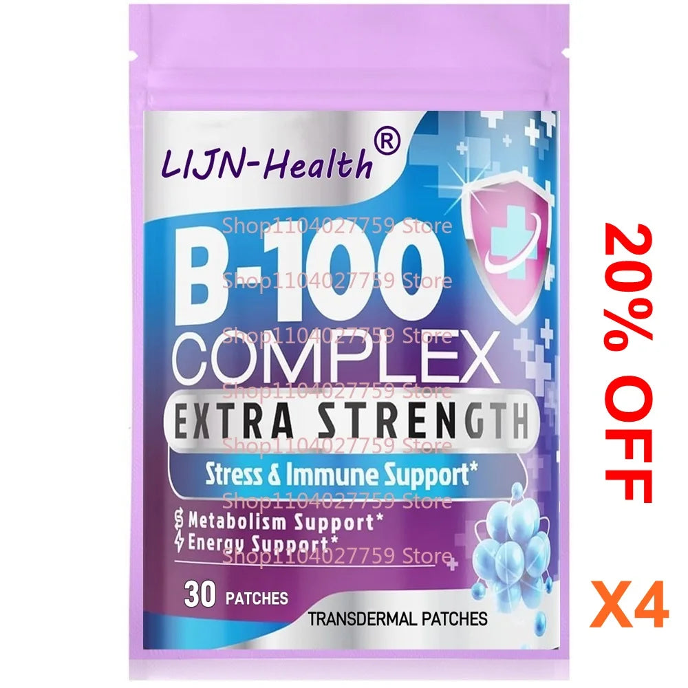 Parches transdérmicos de vitamina B, ácido fólico, vitamina C, energía y soporte del metabolismo, 30 parches