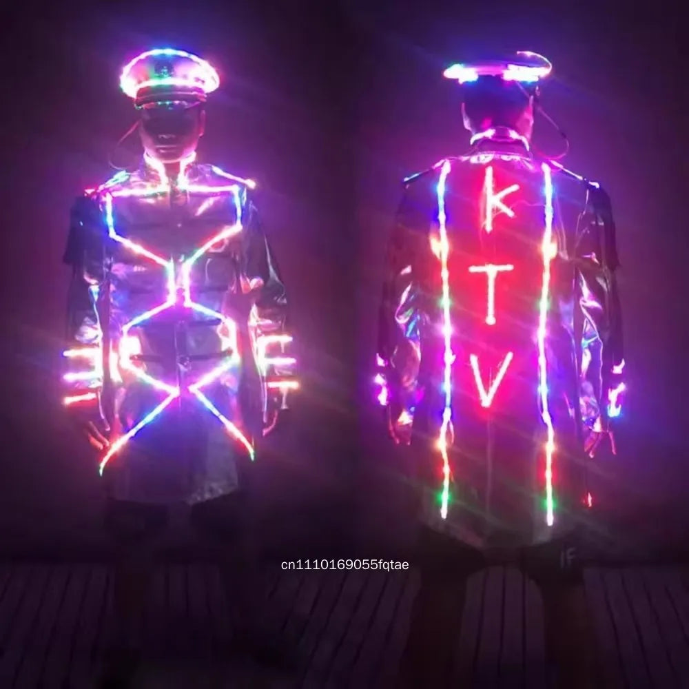 Traje de Actuación para Discoteca KTV con Luces LED de Colores Intermitentes, Disfraz Luminoso con LED Brillantes para Fiesta de Halloween y Espectáculo Escénico