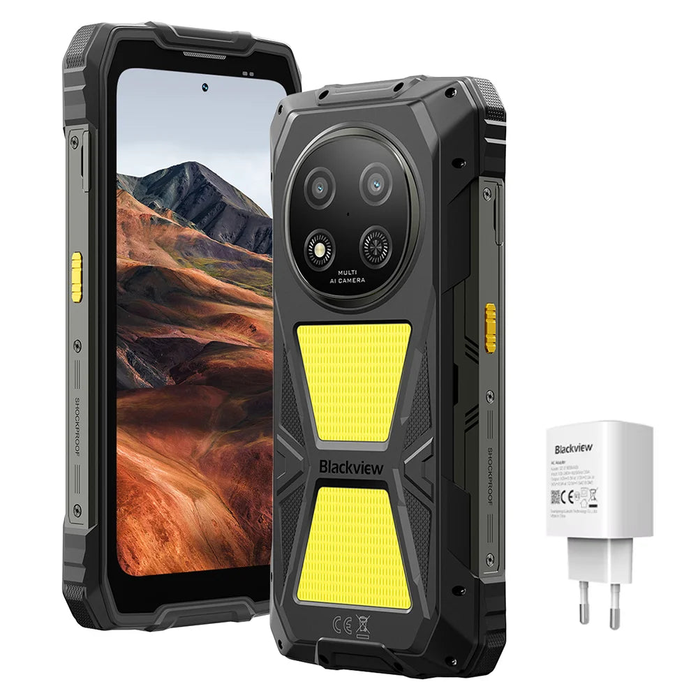 Smartphone ultrarresistente Blackview 5G ROCK 2 Pro 32 GB (8+24) + 256 GB, 6,67 pulgadas IPS 120 Hz, luz de camping de 400 lm, Android 16, 15000 mAh, 33 W, NFC