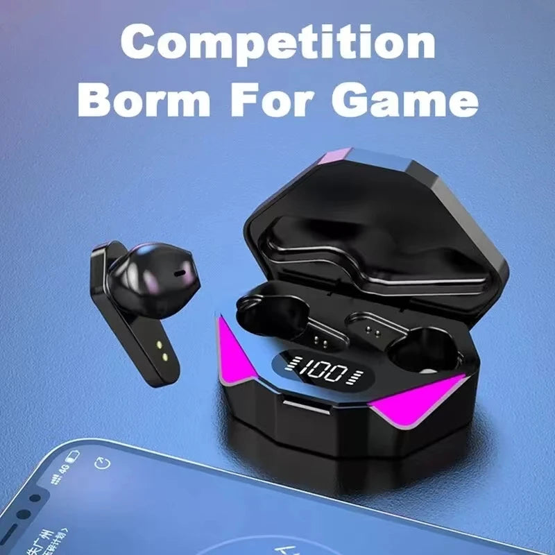Auriculares Bluetooth inalámbricos TWS, audífonos gamer con pantalla LED, micrófono, audio con bajos, cancelación de ruido, auriculares Bluetooth X15