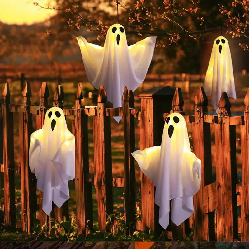 Fiesta de Halloween LED resplandeciente fantasma hogar interior decoración al aire libre suministros 2024 Casa Encantada Bar colgante accesorios de terror con luces