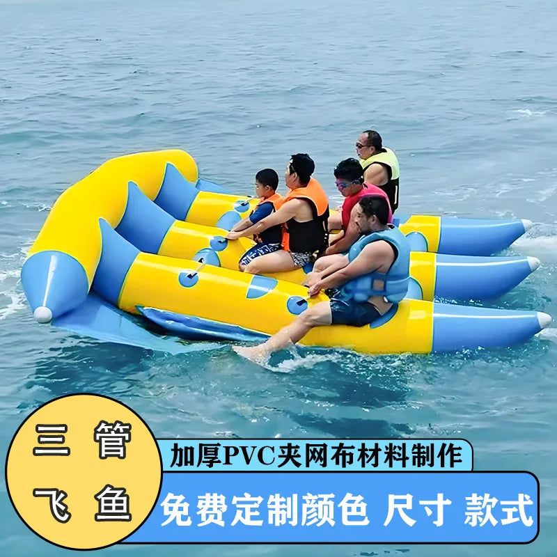 Bote inflable tipo banana, pez volador, para exteriores, grande, para remolcar en el mar, para coche, motocicleta, lancha rápida.