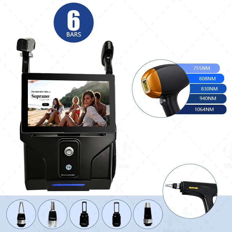 Máquina de Depilación Láser de 5 Longitudes de Onda 2026, Diodo 2 en 1 808nm 5000w, Máquina ND:YAG Pico Q Switch, Máquina de Depilación Indolora, Cuidado de la Piel