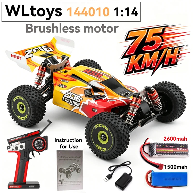 Coche RC de alta velocidad WLtoys 1/12 124017 - Vehículo eléctrico de drift 4WD sin escobillas de 75 km/h con control remoto 2.4G para carreras