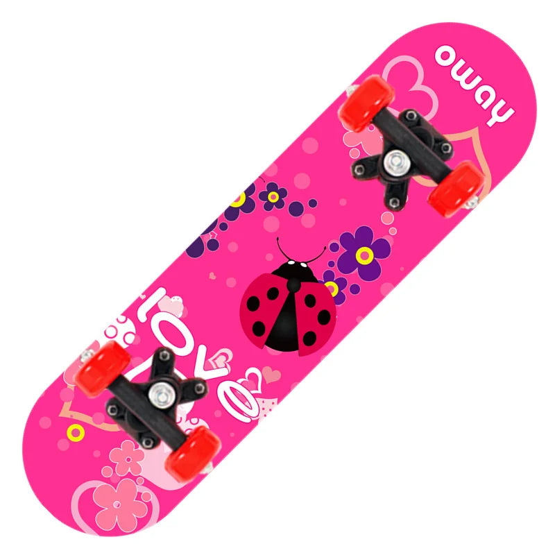 Nuevo monopatín de cuatro ruedas de dibujos animados para niños, patinetas para principiantes, plataforma de madera de arce, patineta para exteriores, monopatín de doble balancín