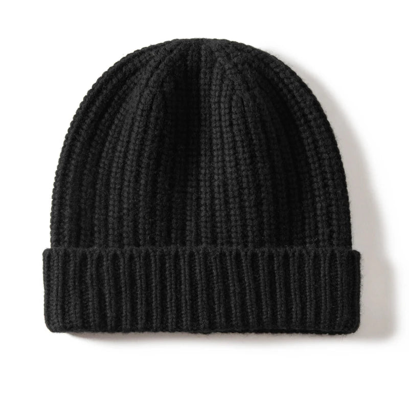 Gorros de cachemira 100 para hombres y mujeres de alta calidad, gorros con bridas Unisex de invierno gruesos y cálidos, sombreros de Navidad de hilo de tendencia