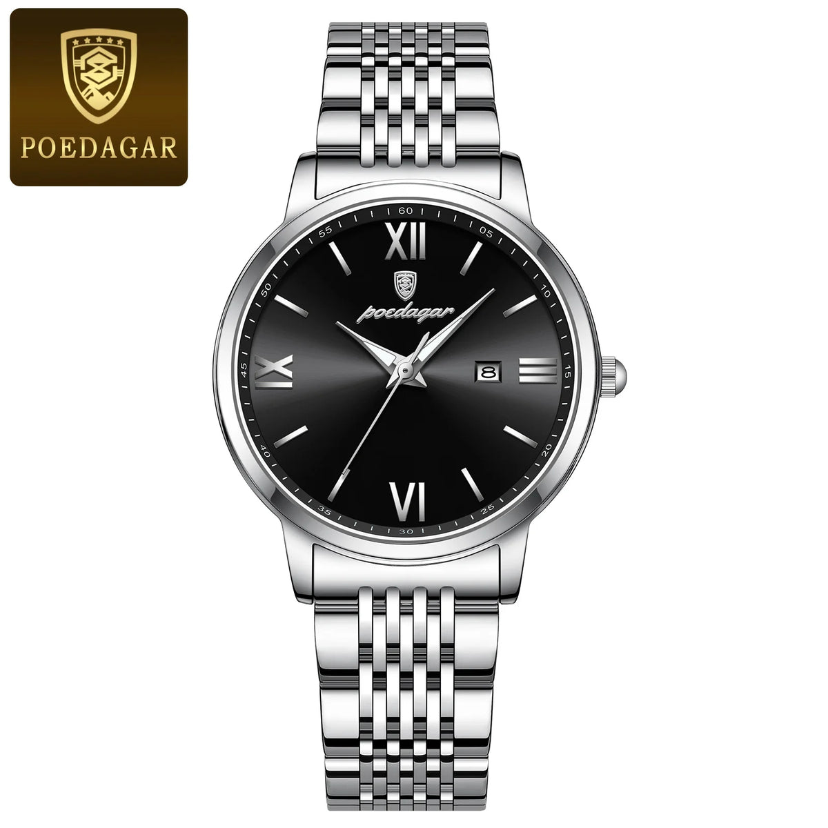 Reloj de pulsera para mujer POEDAGAR original de alta calidad, resistente al agua, luminoso, con fecha, de acero inoxidable, de cuarzo