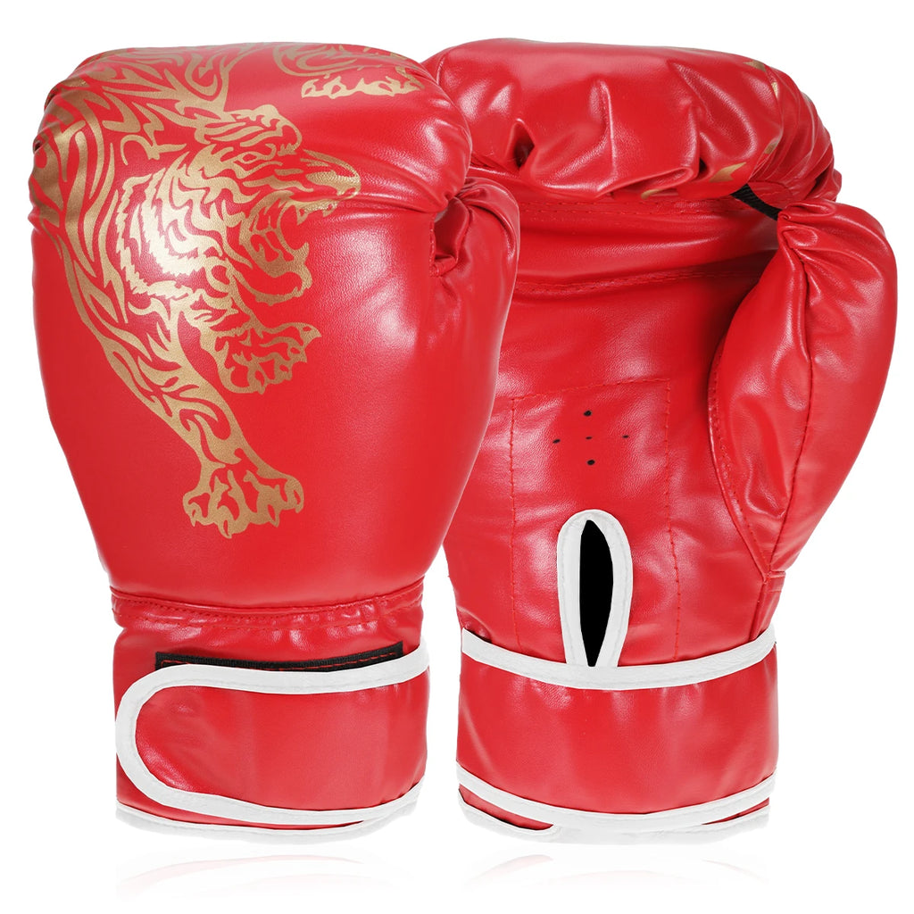 Guantes de boxeo para adultos, guantes de lucha de cuero PU transpirables, guantes de entrenamiento de boxeo para niños, guantes de Kickboxing para gimnasio, deporte interior y exterior