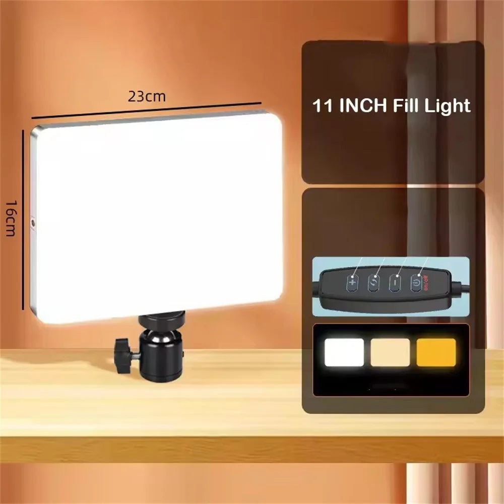 Luz LED de Video con Trípode Profesional, Control Remoto, Panel de Iluminación Regulable, Lámpara de Relleno para Fotografía en Estudio y en Vivo