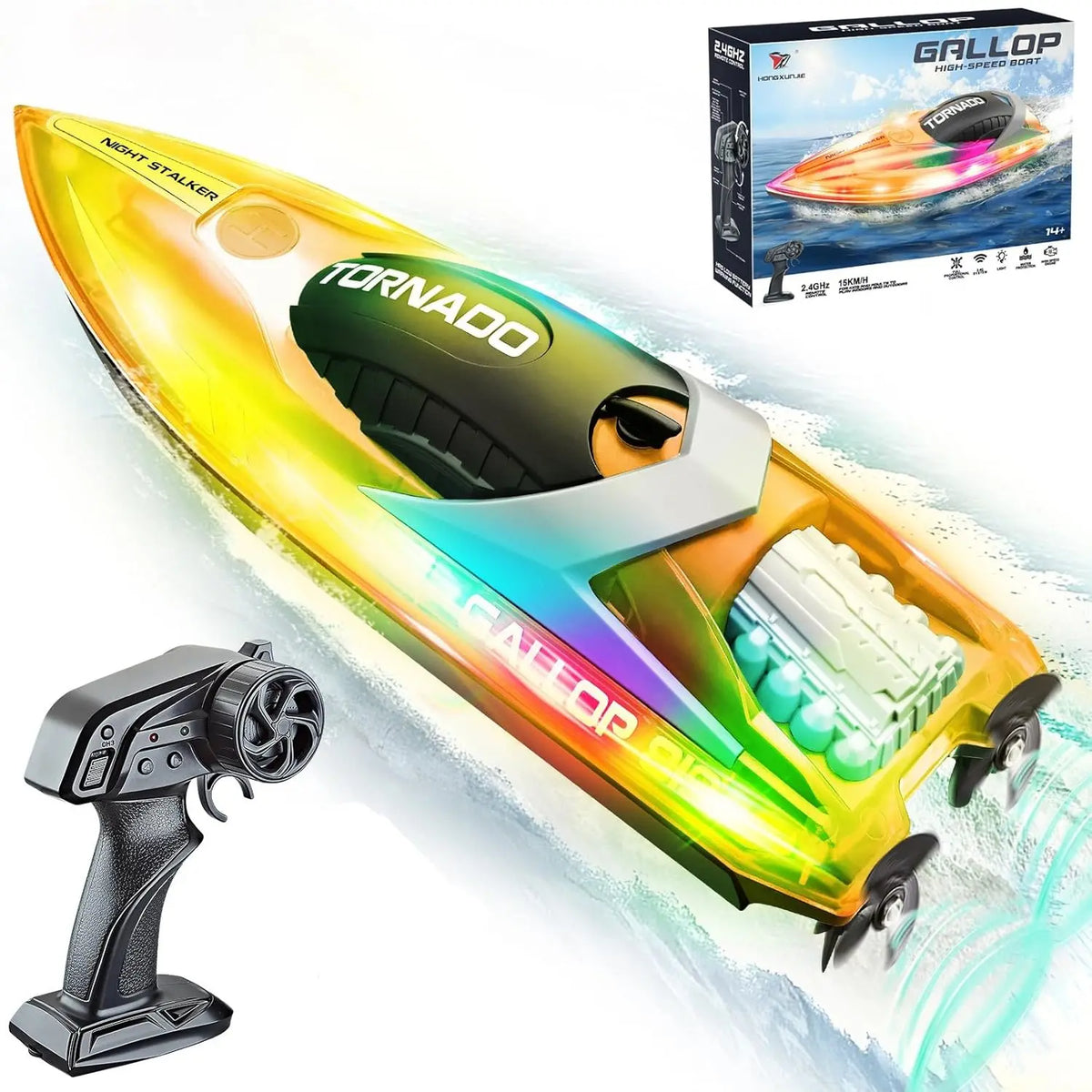 Lancha teledirigida HJ819, 2.4 GHz, 15 km/h, barco eléctrico de carreras de alta velocidad, impermeable, modelo de juguete para niños