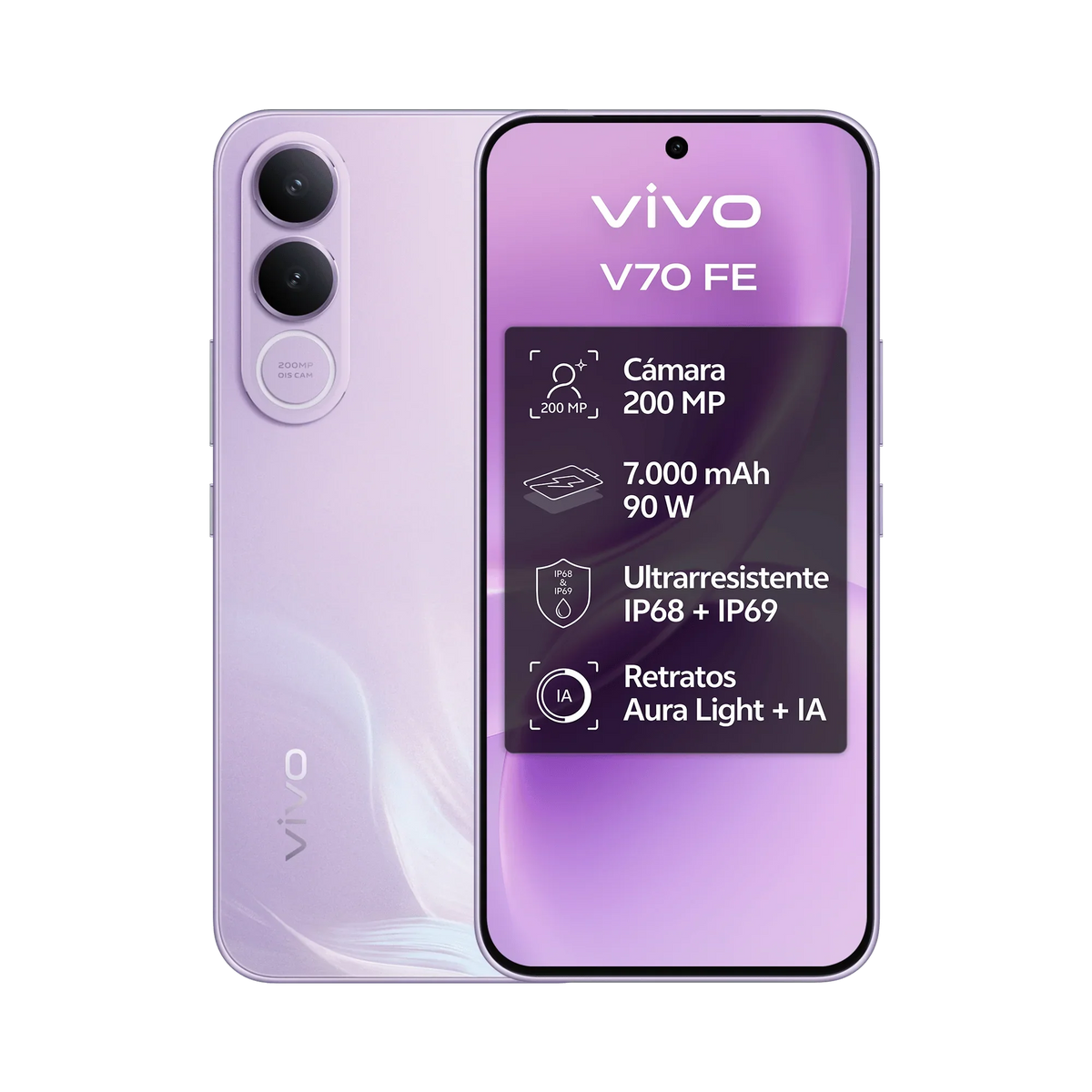 Smartphone vivo V70 FE 5G versión europea, 8GB+256GB, OriginOS 6, Dimensity 7360-Turbo, LPDDR5X, UFS 3.1, 7000 mAh, 90W, IP69